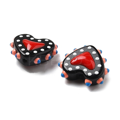 Baking Paint Glass Bumpy Beads Heart LAMP-V001-07F-1