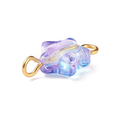 Star Glass Golden Tone Iron Connector Charms PALLOY-JF01732-1