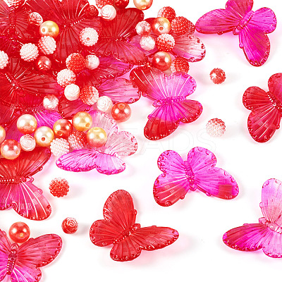 100Pcs 4 Styles  Acrylic with Plastic Imitation Pearl Beads OACR-TA0002-88-1