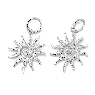 304 Stainless Steel Sun Hoop Earrings EJEW-M073-01P-1