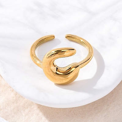 304 Stainless Steel Open Cuff Rings for Women RJEW-M060-01G-03-1
