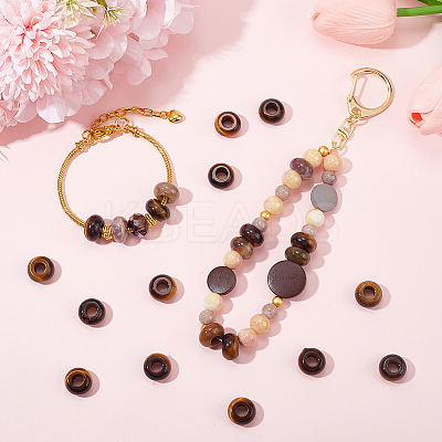 20Pcs Natural Tiger Eye European Beads G-SP0001-01B-02-1