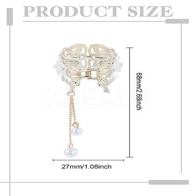 1Pc Zinc Alloy & Crystal Rhinestone & ABS Plastic Claw Hair Clips for Women Girls Thick Hair PHAR-LP0003-005-1