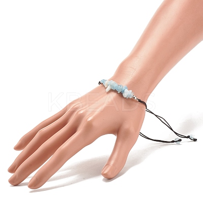 Natural Aquamarine Chips Braided Bead Bracelet BJEW-JB08019-10-1