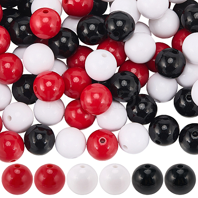 90Pcs 3 Colors Opaque Acrylic Beads MACR-SP0001-63-1