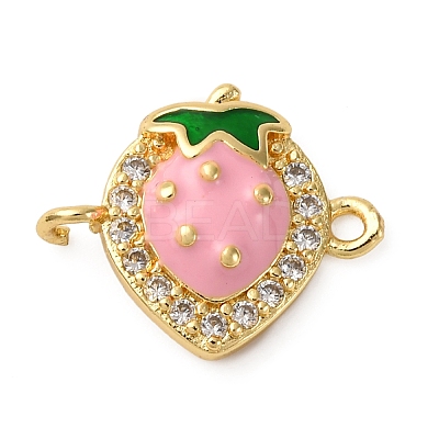 Brass Micro Pave Clear Cubic Zirconia Fruit Connector Charms KK-I276-15P-B02-1