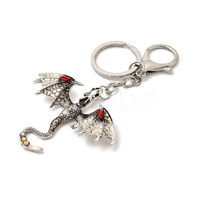 Dragon Alloy Rhinestone Pendant Keychains KEYC-G065-01D-1