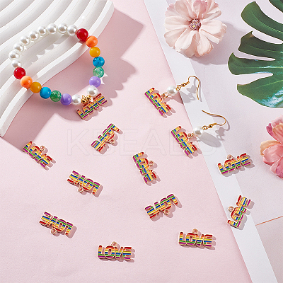 Rainbow Color Alloy Enamel Pendants ENAM-SC0003-95-1
