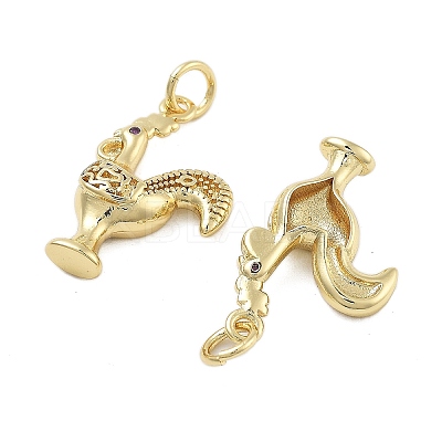 Brass With Cubic Zirconia Pendants KK-Q006-02G-1