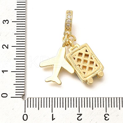 Brass Enamel Airplane & Luggage European Dangle Charms KK-M309-22G-1