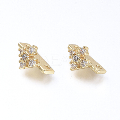 2 Hole Brass Micro Pave Cubic Zirconia Multi-strand Links ZIRC-K084-G01-G-1