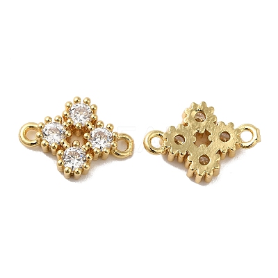 Rack Plating Brass Pave Cubic Zirconia Connector Charms KK-O142-44G-1