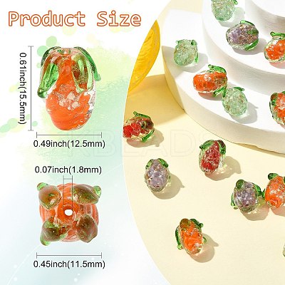 30Pcs 5 Colors Handmade Gold Foil Lampwork Glass Beads FOIL-CJ0001-14-1