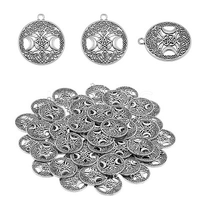 60Pcs Life of Tree Moon Charm Pendant Triple Moon Goddess Pendant Ancient Bronze for Jewelry Necklace Earring Making crafts JX339B-1