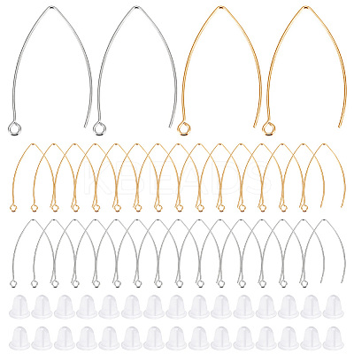 60Pcs 2 Colors 304 Stainless Steel Earring Hooks STAS-BBC0004-47-1