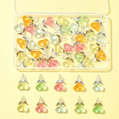 40Pcs 10 Colors Acrylic Glass Pendants PALLOY-FS00018-1