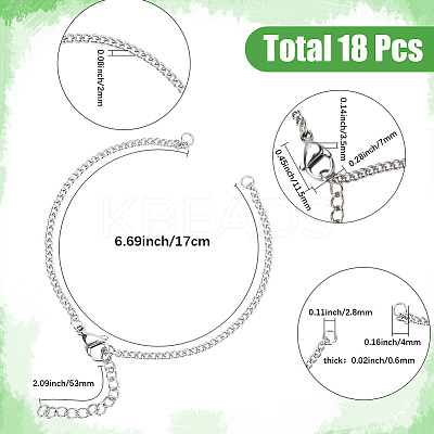 18Pcs 304 Stainless Steel Chain Bracelet Making MAK-SC0001-34-1