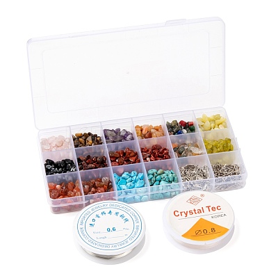 DIY Mixed Stone Chip Beads Jewelry Set Making Kit DIY-FS0002-35-1