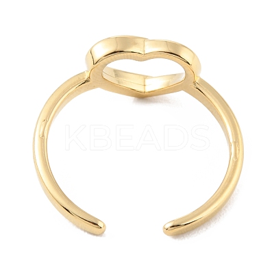 304 Stainless Steel Hollow Heart Open Cuff Rings for Valentine's Day RJEW-D002-26G-1