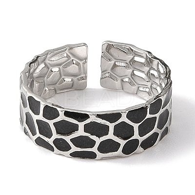 304 Stainless Steel Enamel Open Cuff Rings for Women RJEW-F166-20P-01-1