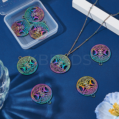 8Pcs Rainbow Color Alloy Pendants FIND-LP0001-39-1