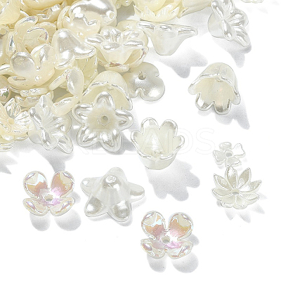 300Pcs ABS Plastic Imitation Pearl Flower Bead Caps KY-CJ0001-59-1