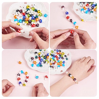 55Pcs 11 Style Mushroom Handmade Lampwork Beads LAMP-SZ0001-14-1