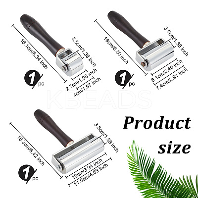 3Pcs 3 Style Wood with Iron Leather Glue Edges Laminating Roller TOOL-OC0001-78-1