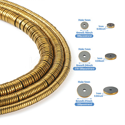3 Strands 3 Styles Electroplate Non-magnetic Synthetic Hematite Beads Strands G-CW0001-09-1