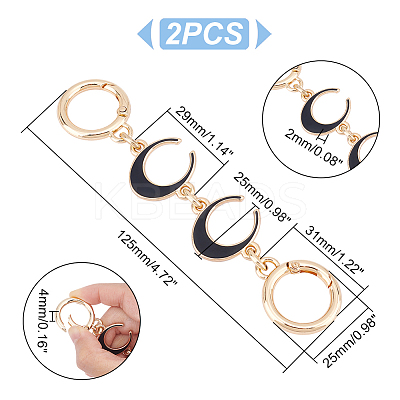2Pcs Alloy Enamel Crescent Moon Link Purse Strap Extenders FIND-UN0001-73A-1