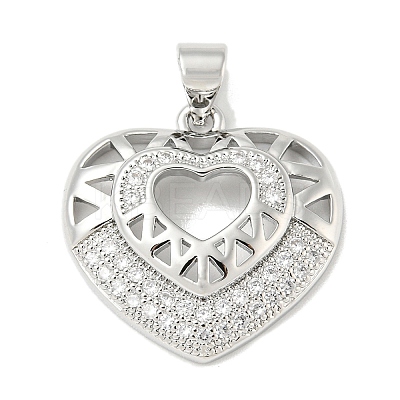 Rack Plating Brass Micro Pave Cubic Zirconia Pendants KK-F869-04P-1