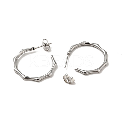 Tarnish Resistant Bamboo Joint Ring 304 Stainless Steel Stud Earrings EJEW-A081-20P-1