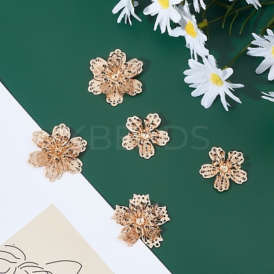 10Pcs 5 Style Brass Rhinestone Pendants KK-SC0001-94LG-1
