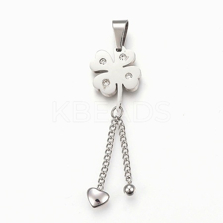 304 Stainless Steel Rhinestone Big Pendants STAS-F168-41P-1