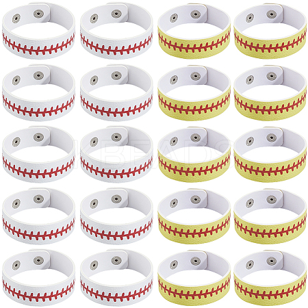 20Pcs 2 Styles Leather Wide Cord Bracelet with Snap Button for Men Women GUQI-CL0001-02B-1
