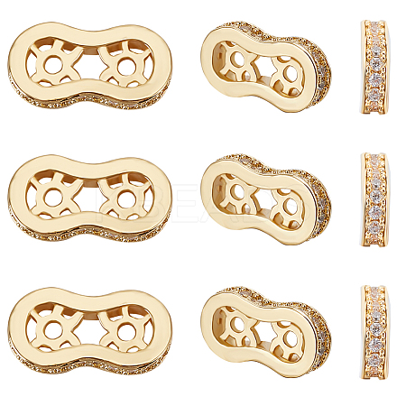 8Pcs Brass Micro Pave Cubic Zirconia Spacer Bars ZIRC-BBC0002-04-1