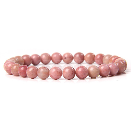 Synthetic Rhodonite Round Beaded Stretch Bracelet SF8562-13-1-1