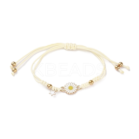 Sunflower Alloy Enamel Charms Braided Bracelets LS-BJEW-A016-01B-1