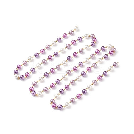 Handmade Glass Pearl Beaded Chain AJEW-JB01134-02-1