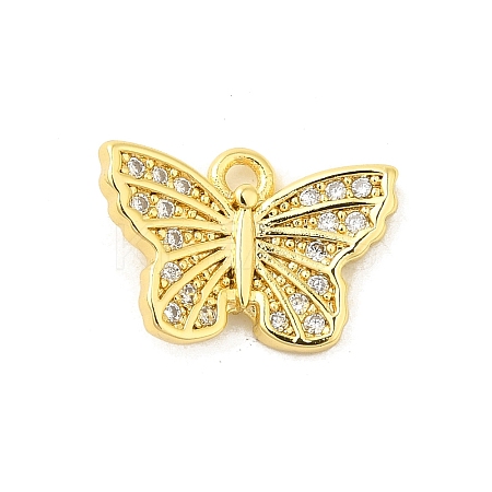 Butterfly Rack Plating Brass Micro Pave Cubic Zirconia Pendants Charms KK-S396-08B-1