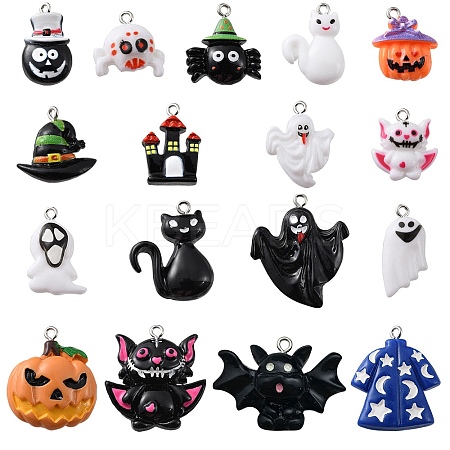 34Pcs 17 Styles Opaque Resin Pendants RESI-CJ0003-05-1