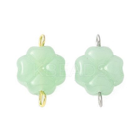 2Pcs 2 Colors Spray Painted Glass Imitation Jade Connector Charms PALLOY-JF03525-01-1