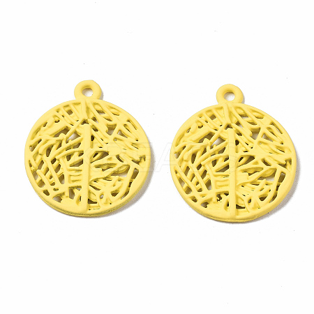 Spray Painted Alloy Pendants PALLOY-Q434-010E-NR-1