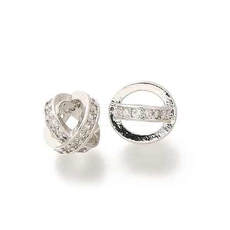 Brass Micro Pave Clear Cubic Zirconia Beads KK-L225-011P-1