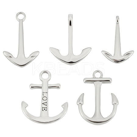 5Pcs 5 Styles 304 Stainless Steel Pendants STAS-UN0021-40P-1
