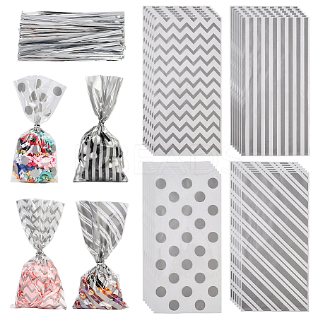 100Pcs 4 Styles Rectangle Plastic Candy Bags ABAG-WH20013-19F-1