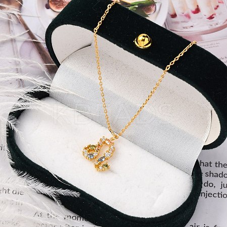 925 Sterling Silver Colorful Cubic Zirconia Constellation Pendant Cable Chain Necklaces for Women STER-R009-01G-09-1