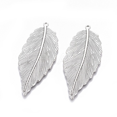 Tibetan Style Alloy Leaf Large Pendants LS-TIBEP-S607-AS-LF-1