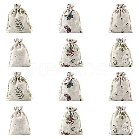 24Pcs 6 Colors Polycotton(Polyester Cotton) Packing Pouches Drawstring Bags ABAG-FS0001-12-1