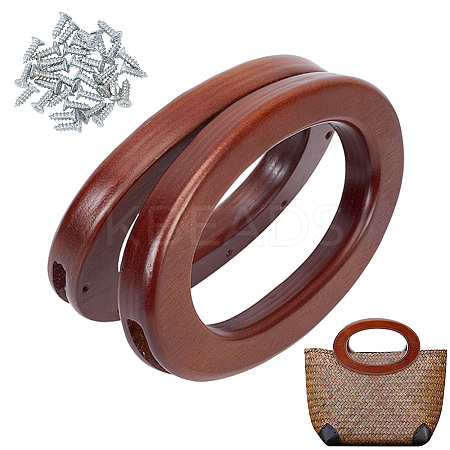 Oval Wood Bag Handle Eyelet Frames FIND-WH0128-77-1